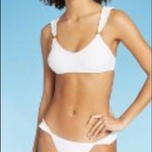 Xhilaration tie back swimsuit top in white sz L - Picture 1 of 5